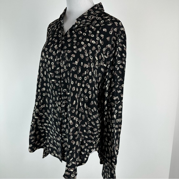 M.M. LAFLEUR Silk Button Down Collared Long Sleeve Blouse Top Size XL - Picture 7 of 13